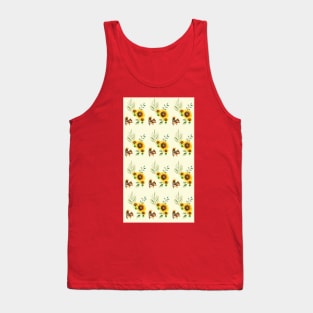 Pattern of Happy Squirrel with Sunflowers and Leaves Tank Top